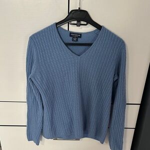 Ann Taylor V-Neck Sweater in Soft Blue